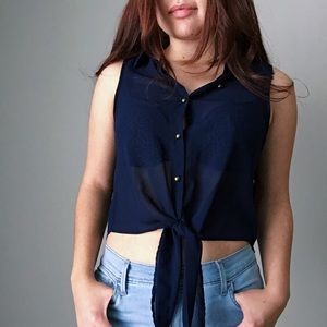 Navy Blue Crop Top